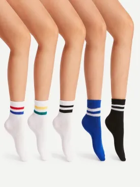 Striped Detail Ankle Socks 5pairs