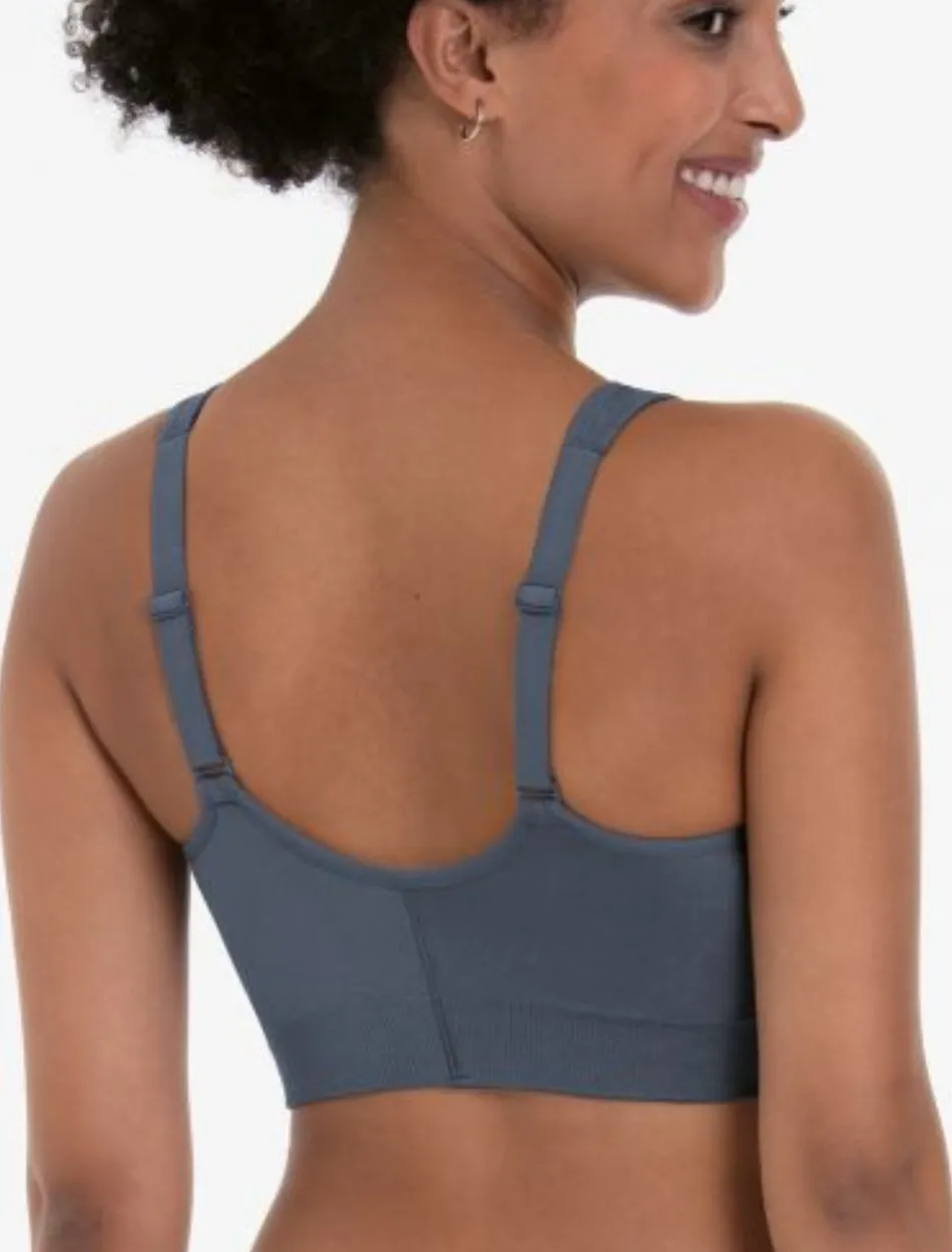 Anita Lynn Front Fastening Wire Free Bilateral Mastectomy Bra, Sky Grey | Grey Front Closure Mastectomy Bra