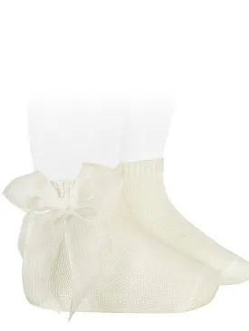 Condor ivory organza bow ankle socks