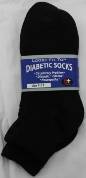 cotton plus women's black diabetic ankle socks Case of 240