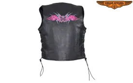 Dream Apparel Concealed Carry Pocket Vest with Small Studded Pink Butterfly