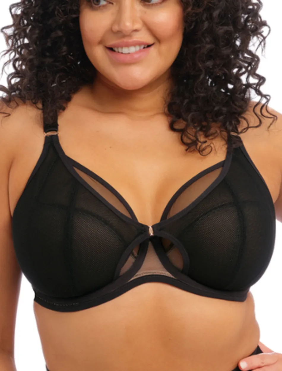 Elomi Kintai Underwire Plunge Bra, Black | Black Plunge Bra