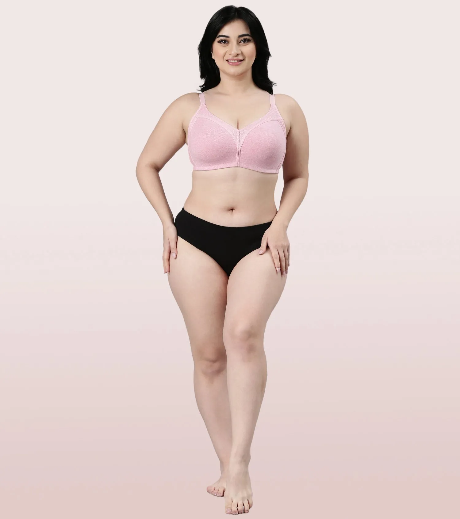 Enamor Fab-Cool AB75 M-frame Jiggle Control Full Support Stretch Cotton Bra for Women- Full Coverage, Non Padded and Wirefree - Orchid Melange