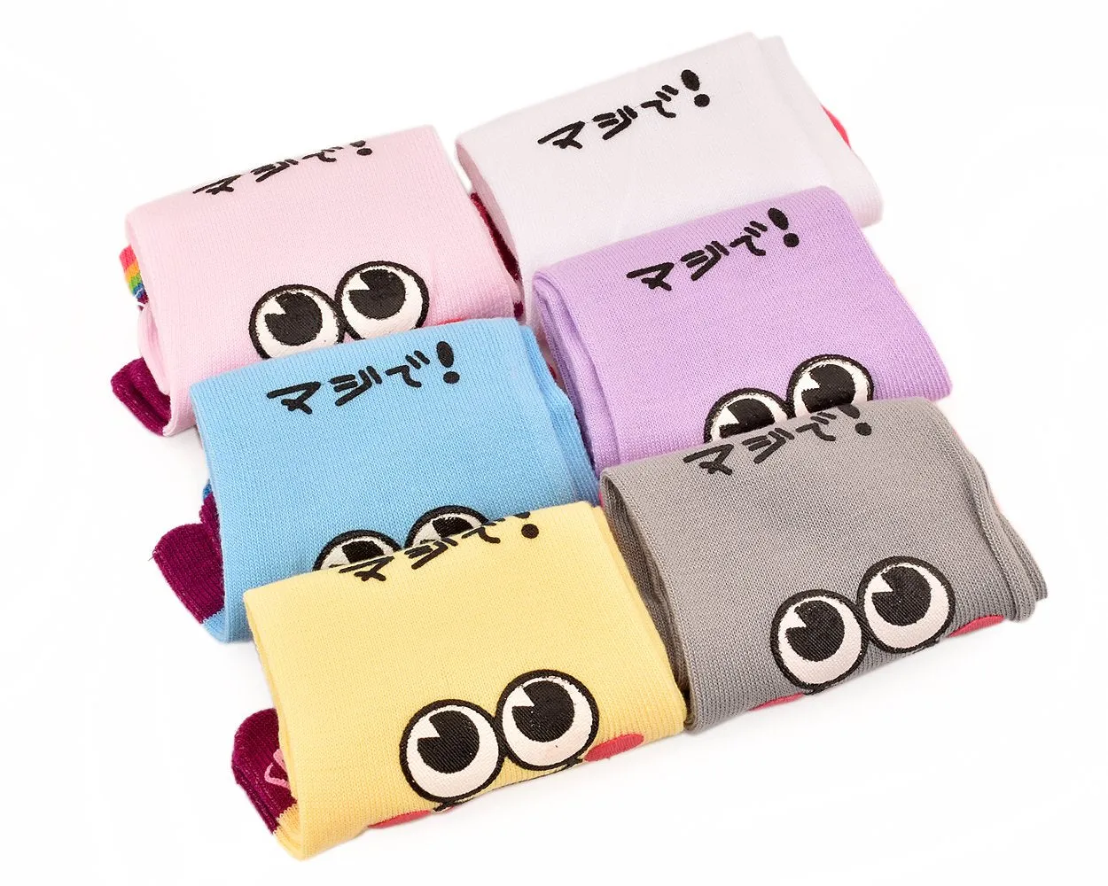 Facial Emotion Pattern 6 Pairs Five Fingers Toe Socks - Set B