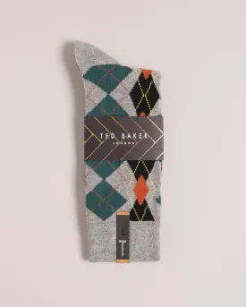 Fair Isle Pattern Socks - Grey