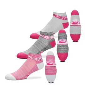 Green Bay Packers $100 RMC Grid Heathered Pink Socks, 3 Pack