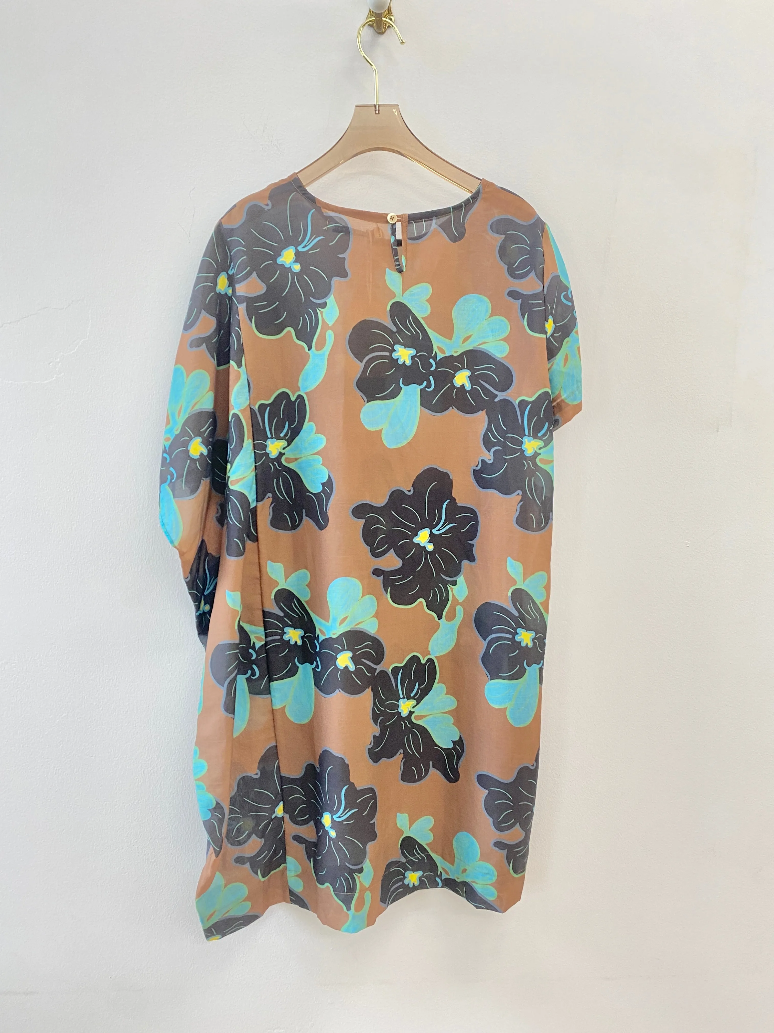 Jumbo Green, Blue, Black & Brown Floral Print Kaftan