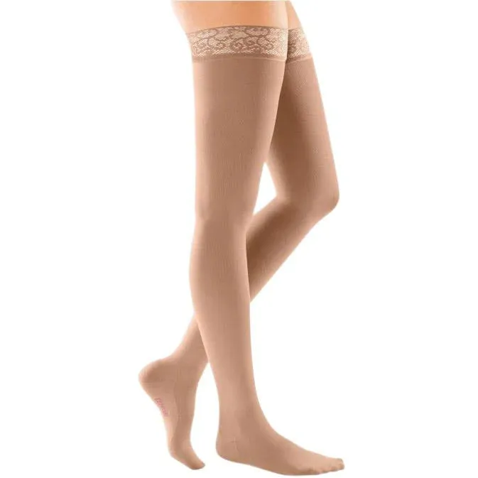 Medi Comfort 20-30mmHg Closed Toe Thigh Length w/Lace Silicone Top Band