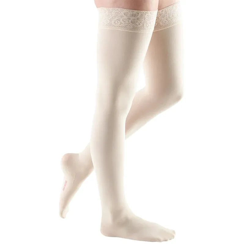 Medi Comfort 20-30mmHg Closed Toe Thigh Length w/Lace Silicone Top Band