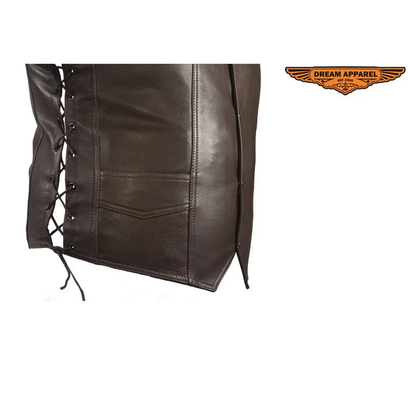 Mens Brown Leather Vest