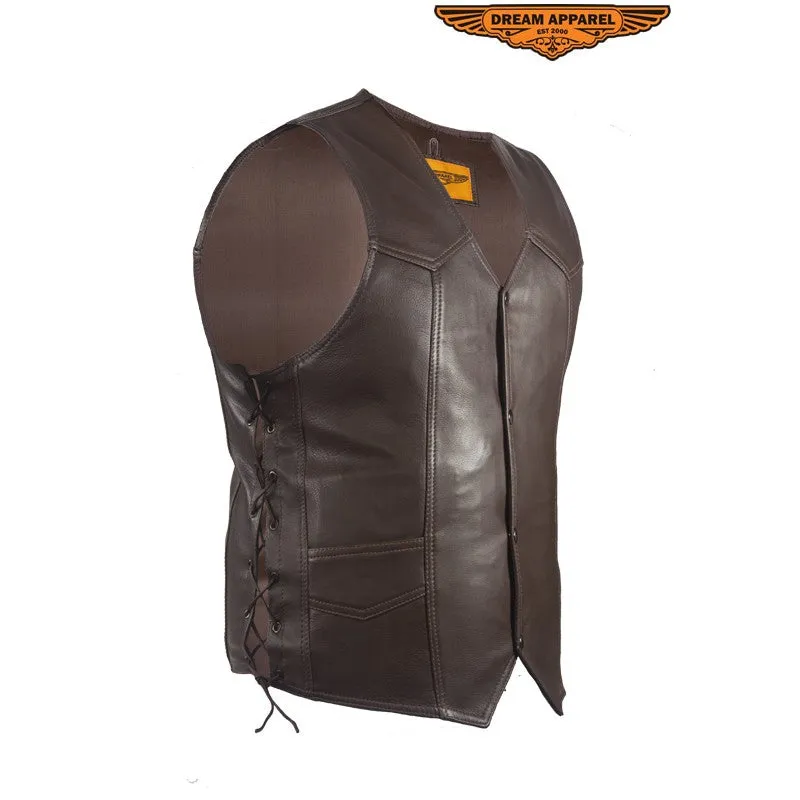 Mens Brown Leather Vest