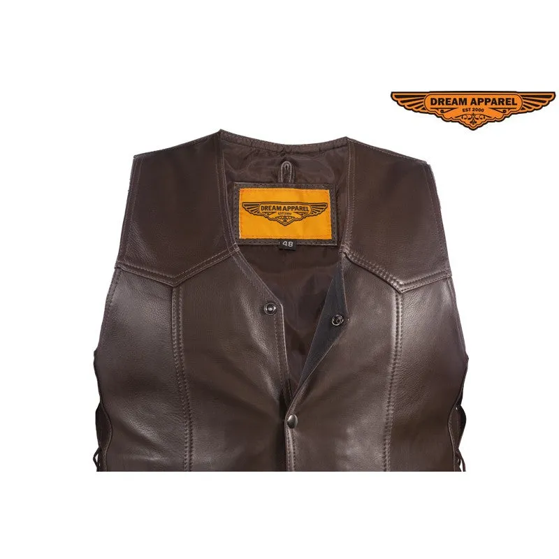 Mens Brown Leather Vest