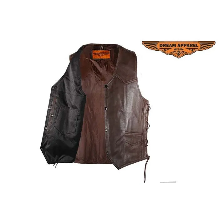 Mens Brown Leather Vest