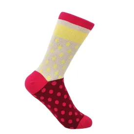 PEPER HAROW Katherine Polka Dot Women's Luxury Cotton Socks - Wine, Red and Yellow