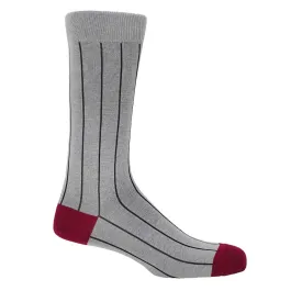 PEPER HAROW Pinstripe Men's Luxury Cotton Socks - Grey and Navy