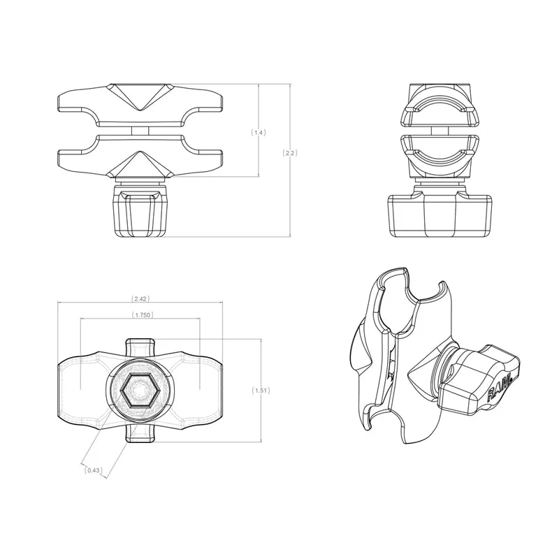 RAM Mounts Double Socket Arm - Small