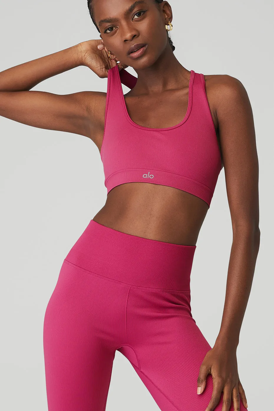 Seamless High-Waist Ribbed Legging - Magenta Crush