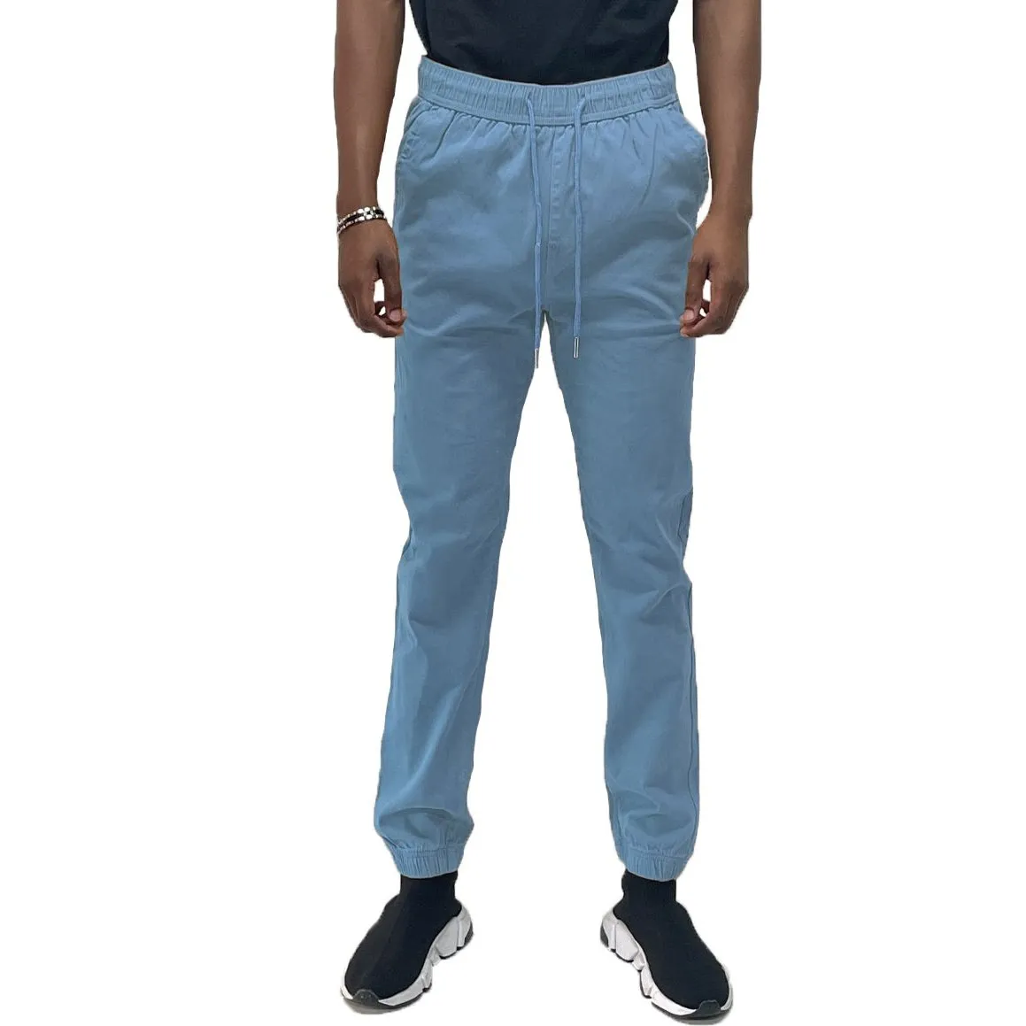 Sky Blue Solid Jogger Pants