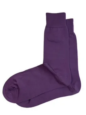 Solid Plum Cotton Dress Socks By Paul Malone