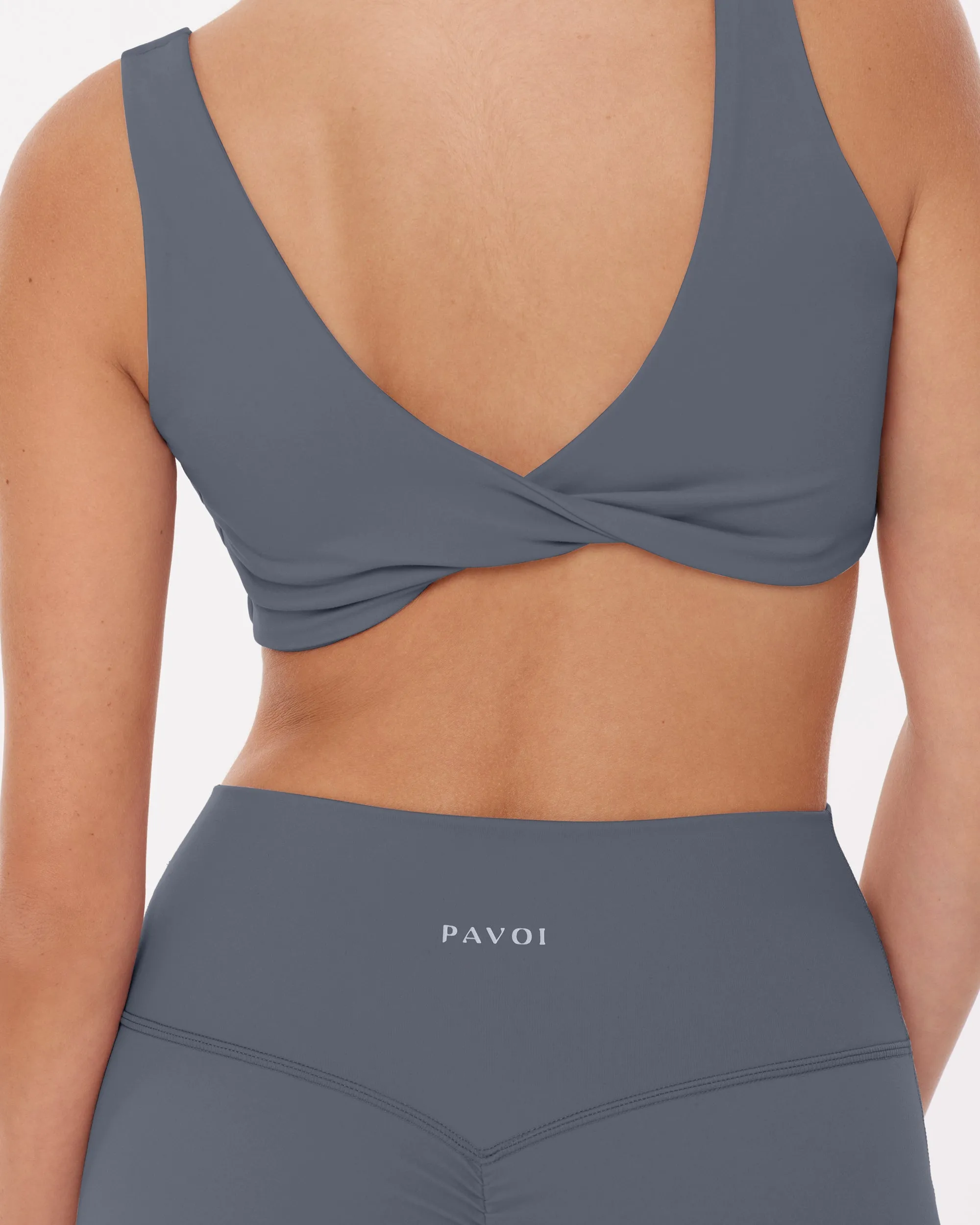 Twist-Front Reversible Padded Sports Bra