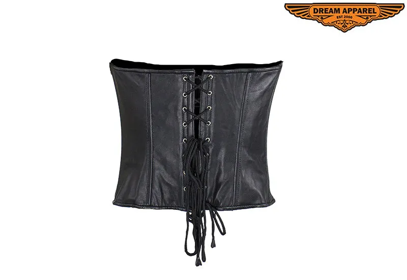 Women's Studded Black Leather Corset